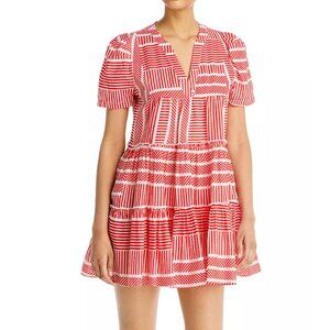 Aqua Red and White Striped Dress